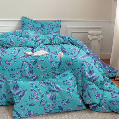 Ownkoti Blue & Purple Leaf Cotton Duvet Cover Bedding Set - image 7