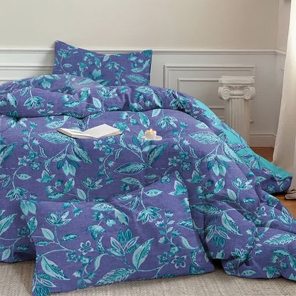 Ownkoti Blue & Purple Leaf Cotton Duvet Cover Bedding Set - image 16