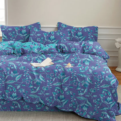 Ownkoti Blue & Purple Leaf Cotton Duvet Cover Bedding Set - image 11