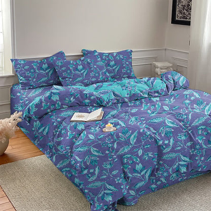 Ownkoti Blue & Purple Leaf Cotton Duvet Cover Bedding Set - image 12