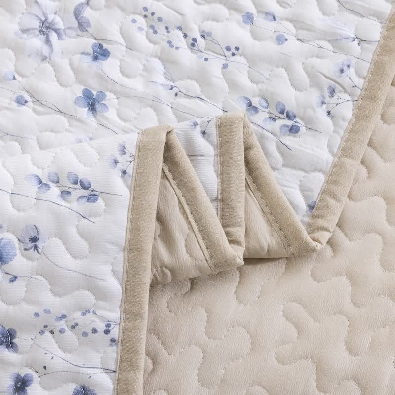 Ownkoti Blue Watercolor Flower Cotton Quilt Set - image 4