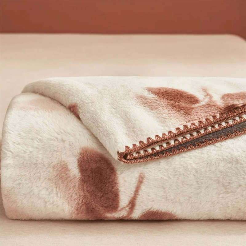 Ownkoti Vintage Beige Rose Plush Throw Blanket - image 6