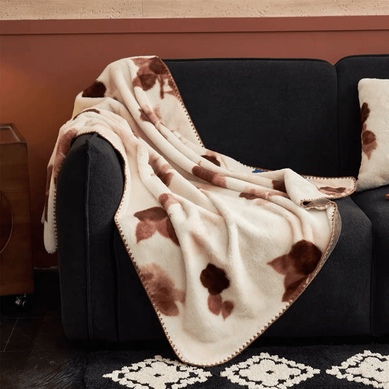Ownkoti Vintage Beige Rose Plush Throw Blanket - image 1