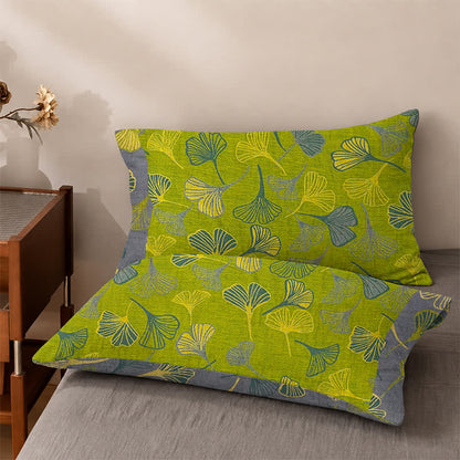Ownkoti Vintage Green Ginkgo Leaf Cotton Bedspread Set - Green - 2PCS Pillowcases - 40'' x 20'' - image 4