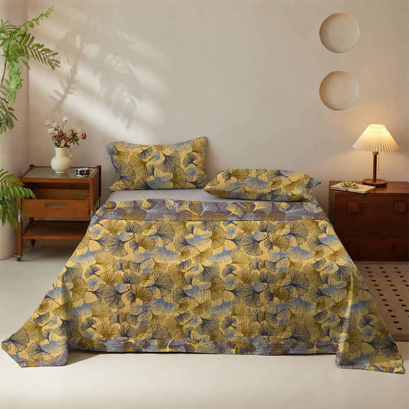 Ownkoti Golden Ginkgo Leaf Cotton Bedding Set - image 2