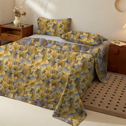 Ownkoti Golden Ginkgo Leaf Cotton Bedding Set - image 1