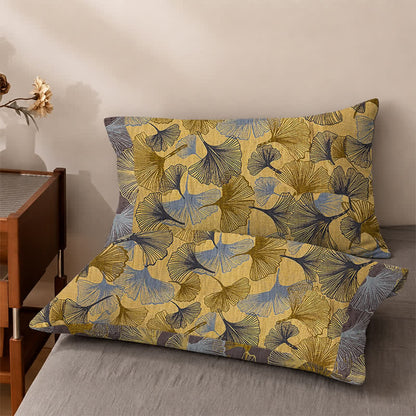 Ownkoti Golden Ginkgo Leaf Cotton Bedding Set - Yellow - 2PCS Pillowcases - 40" x 20" - image 4