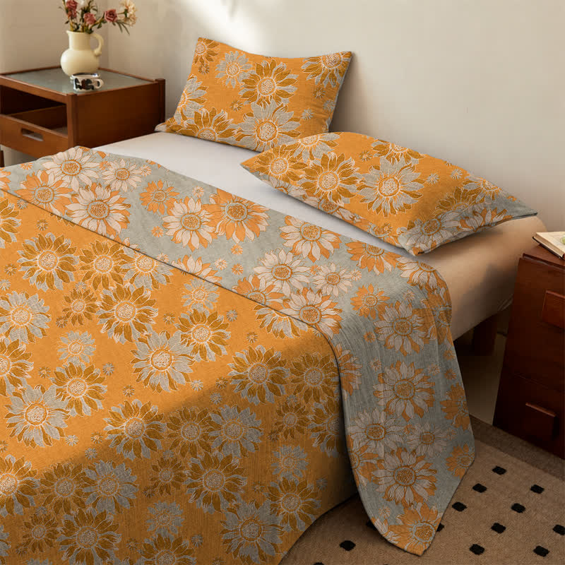 Ownkoti Sunflower Garden Cotton Gauze Bedspread - image 1