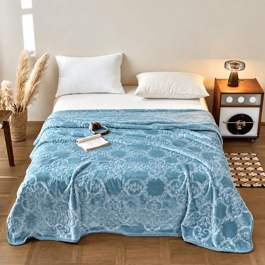 Ownkoti Multi-color Luxury Raschel Fleece Blanket - Blue - Blanket - 79" x 91" - image 0