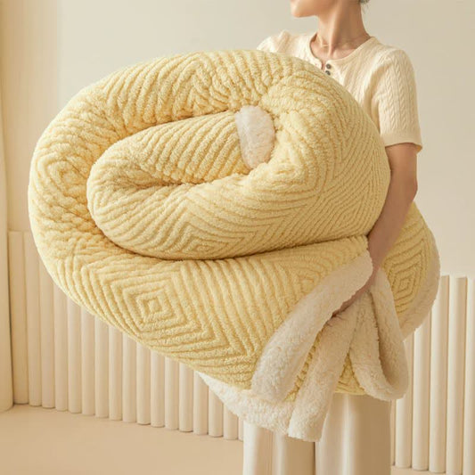 Ownkoti Geometric Diamond Coral Fleece Throw Blanket - Yellow - 79" x 91" - image 0