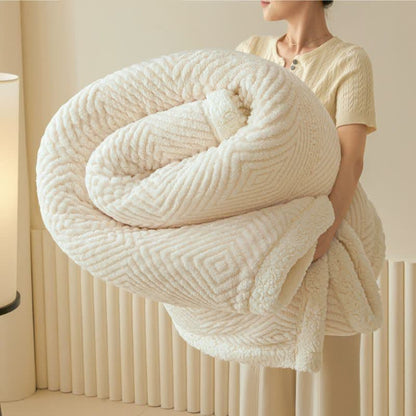 Ownkoti Geometric Diamond Coral Fleece Throw Blanket - Beige - 79" x 91" - image 7