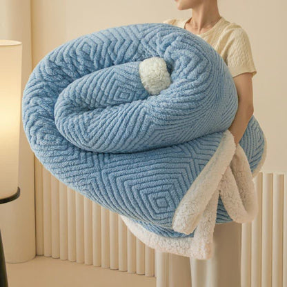 Ownkoti Geometric Diamond Coral Fleece Throw Blanket - Blue - 79" x 91" - image 15