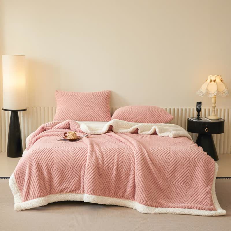 Ownkoti Geometric Diamond Coral Fleece Throw Blanket - image 13