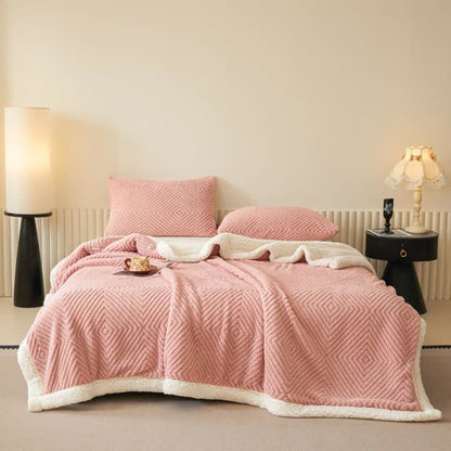 Ownkoti Geometric Diamond Coral Fleece Throw Blanket - image 13