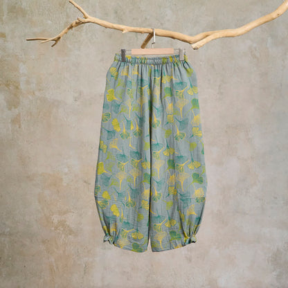 Ownkoti Green Ginkgo Leaf Cotton Pajama Pants - Green - XL - image 0