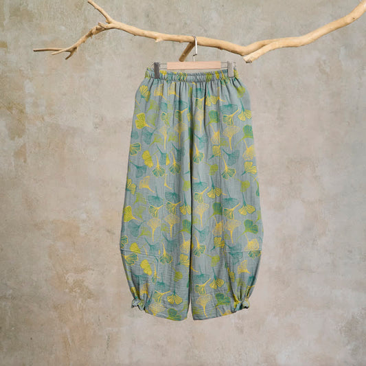 Ownkoti Green Ginkgo Leaf Cotton Pajama Pants - Green - XL - image 0