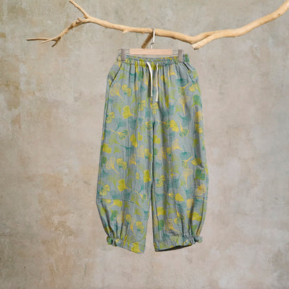 Ownkoti Green Ginkgo Leaf Cotton Pajama Pants - Light Gray - XXL - image 5
