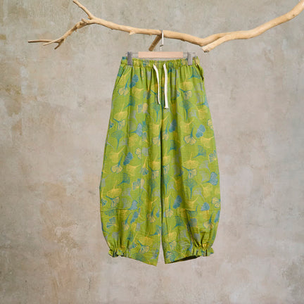 Ownkoti Green Ginkgo Leaf Cotton Pajama Pants - Green - XXL - image 0