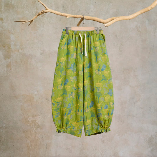 Ownkoti Green Ginkgo Leaf Cotton Pajama Pants - Green - XXL - image 0