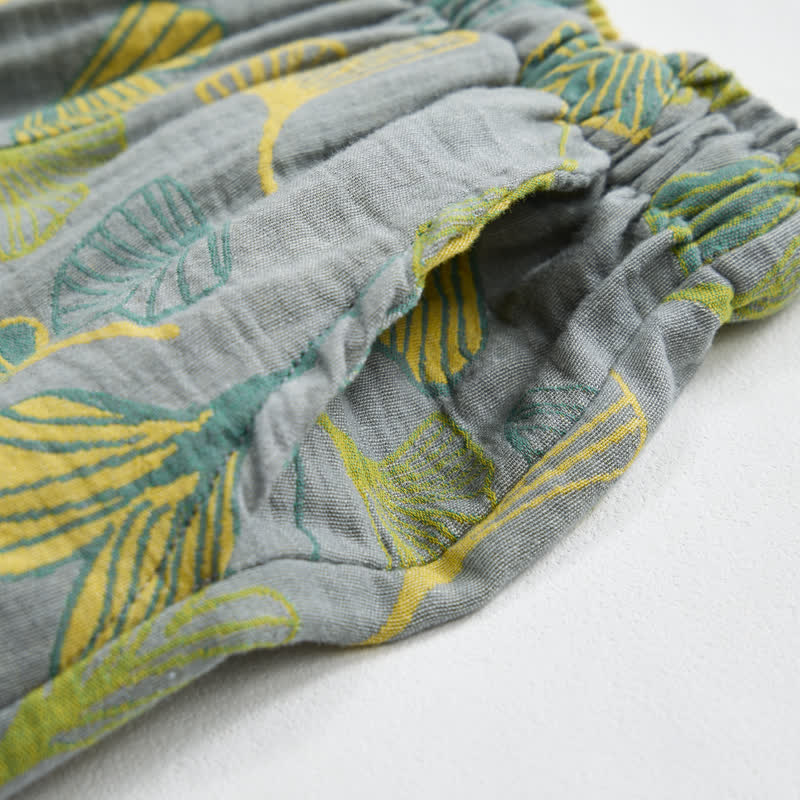 Ownkoti Green Ginkgo Leaf Cotton Pajama Pants - image 8