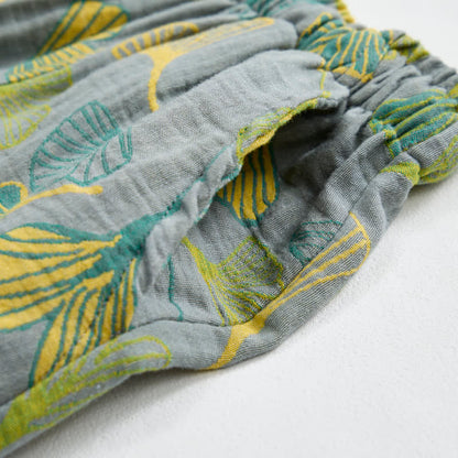 Ownkoti Green Ginkgo Leaf Cotton Pajama Pants - image 8