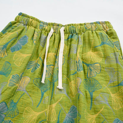 Ownkoti Green Ginkgo Leaf Cotton Pajama Pants - image 2