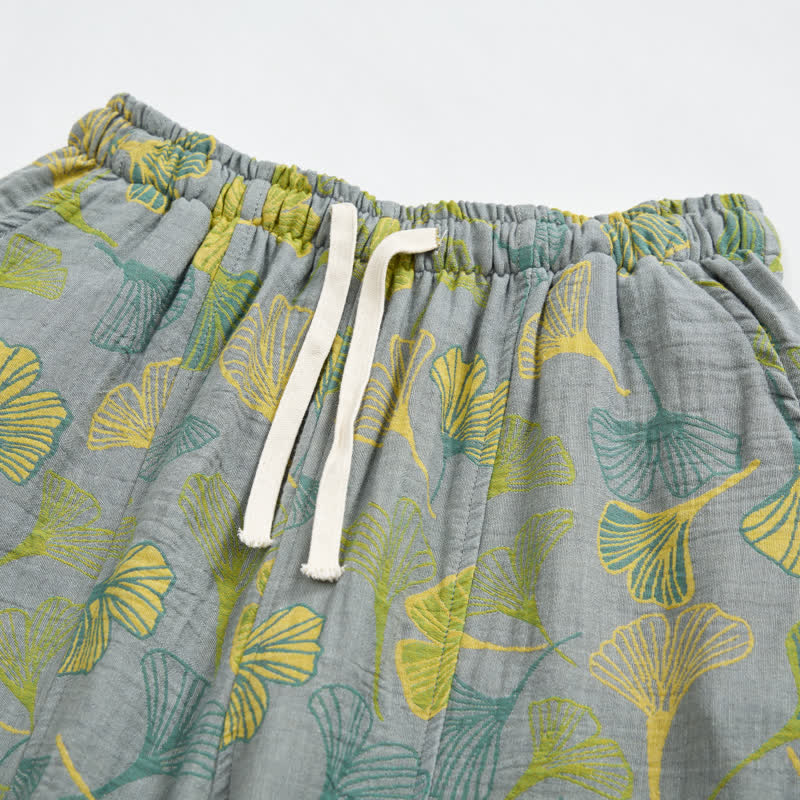 Ownkoti Green Ginkgo Leaf Cotton Pajama Pants - image 7