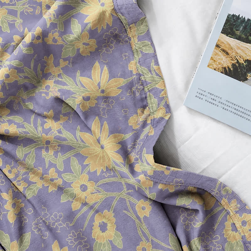 Ownkoti Pastoral Floral Jacquard Kimono Cotton Robe - image 17