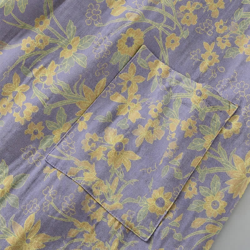 Ownkoti Pastoral Floral Jacquard Kimono Cotton Robe - image 15