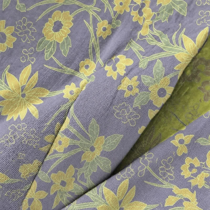 Ownkoti Pastoral Floral Jacquard Kimono Cotton Robe - image 16