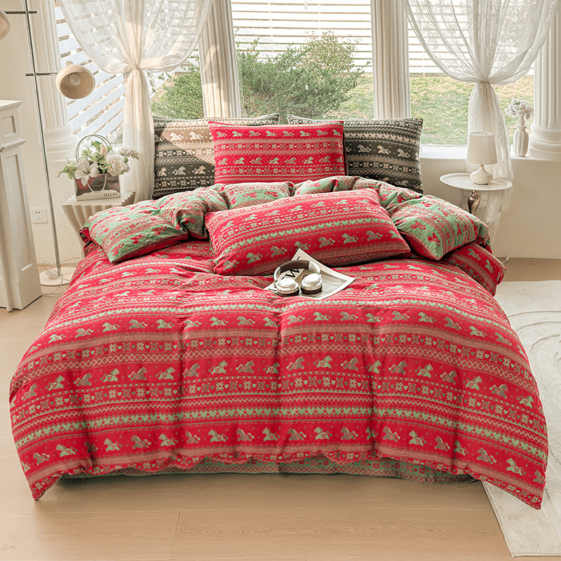 Ownkoti Ethnic Horse Cotton Duvet Cover Bedding Set - image 2