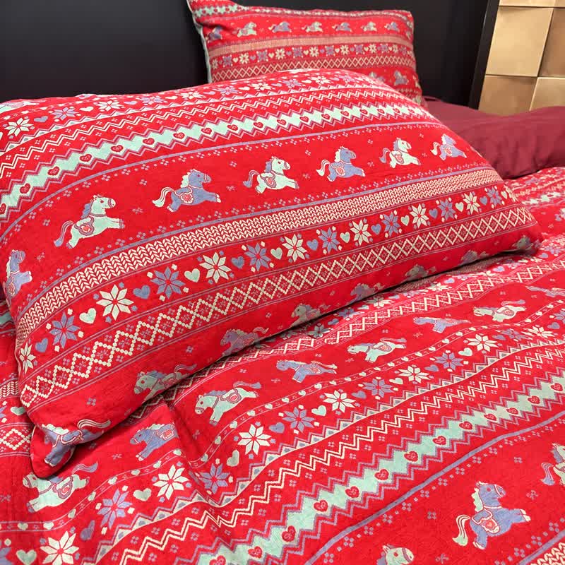 Ownkoti Ethnic Horse Cotton Duvet Cover Bedding Set - image 3