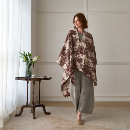 Ownkoti Vintage Jungle Toile Poncho Shawl Wrap - image 10