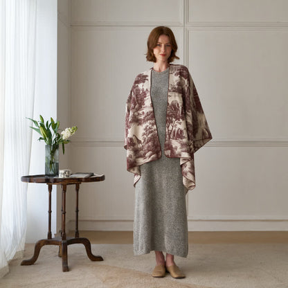 Ownkoti Vintage Jungle Toile Poncho Shawl Wrap - image 9