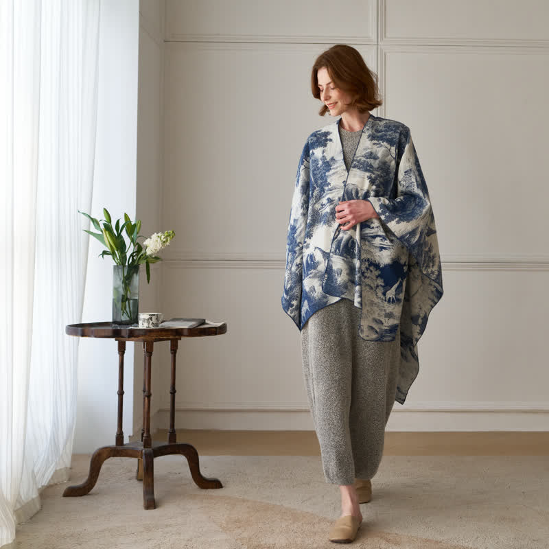 Ownkoti Vintage Jungle Toile Poncho Shawl Wrap - image 2