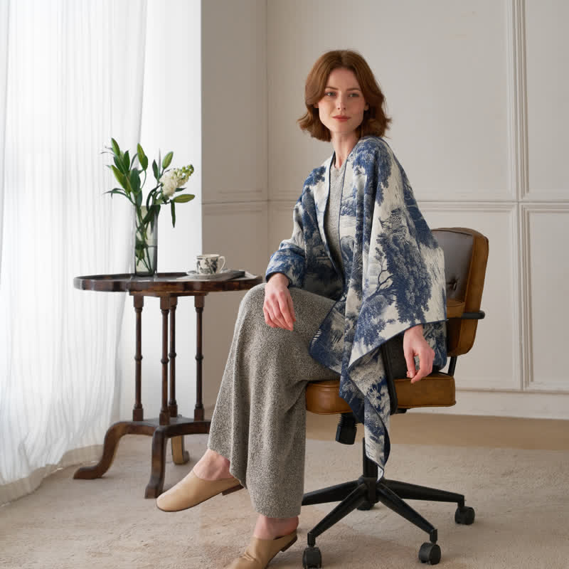 Ownkoti Vintage Jungle Toile Poncho Shawl Wrap - image 5