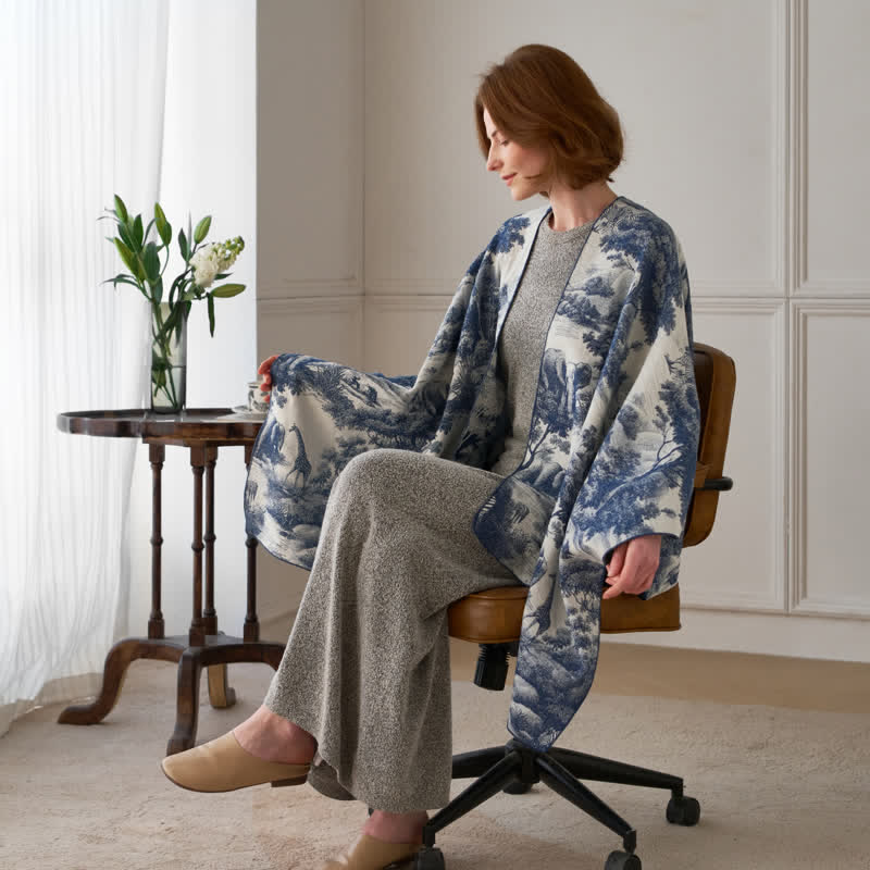 Ownkoti Vintage Jungle Toile Poncho Shawl Wrap - image 6