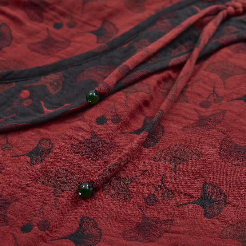Ownkoti Ginkgo Leaf Oriental Tassel Cotton Pajamas - image 6