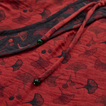 Ownkoti Ginkgo Leaf Oriental Tassel Cotton Pajamas - image 6