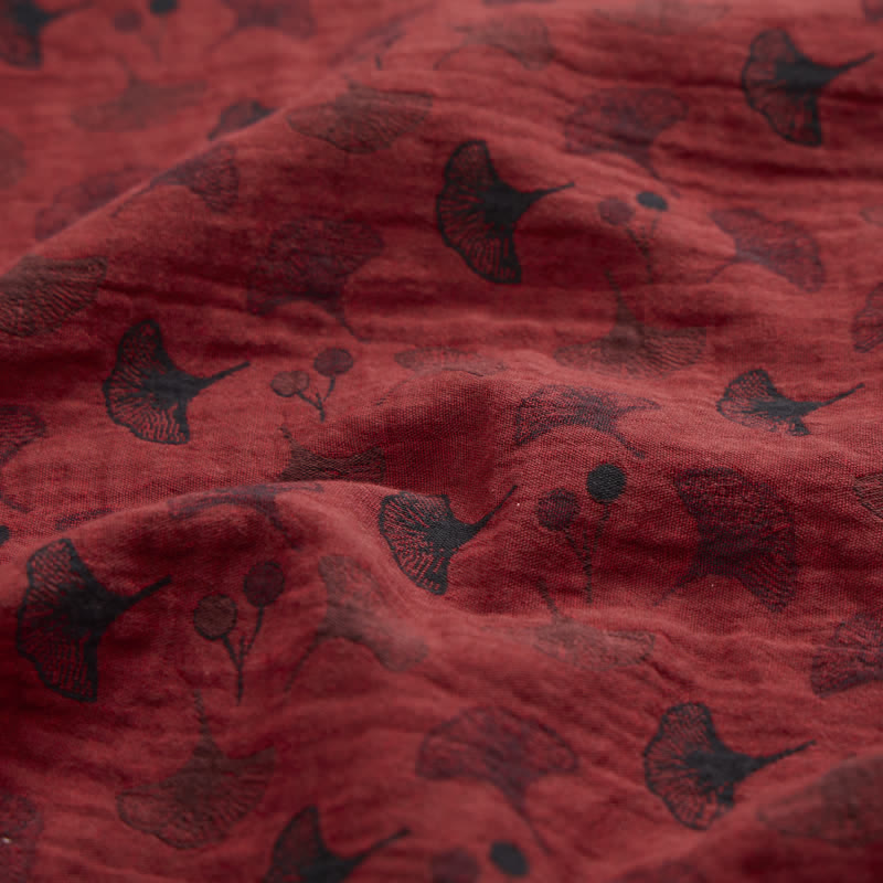 Ownkoti Ginkgo Leaf Oriental Tassel Cotton Pajamas - image 11