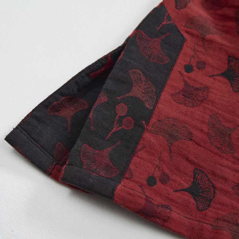 Ownkoti Ginkgo Leaf Oriental Tassel Cotton Pajamas - image 9