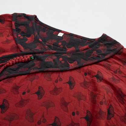 Ownkoti Ginkgo Leaf Oriental Tassel Cotton Pajamas - image 4
