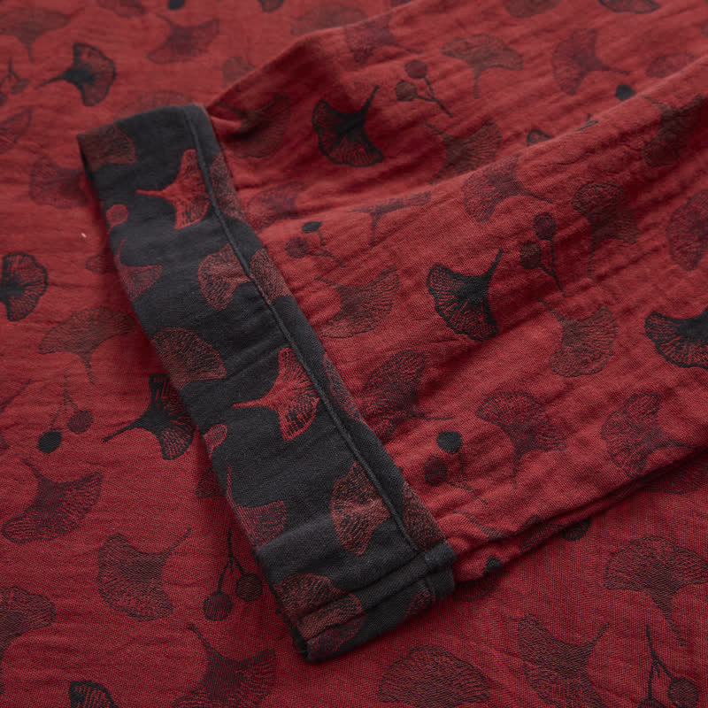 Ownkoti Ginkgo Leaf Oriental Tassel Cotton Pajamas - image 10