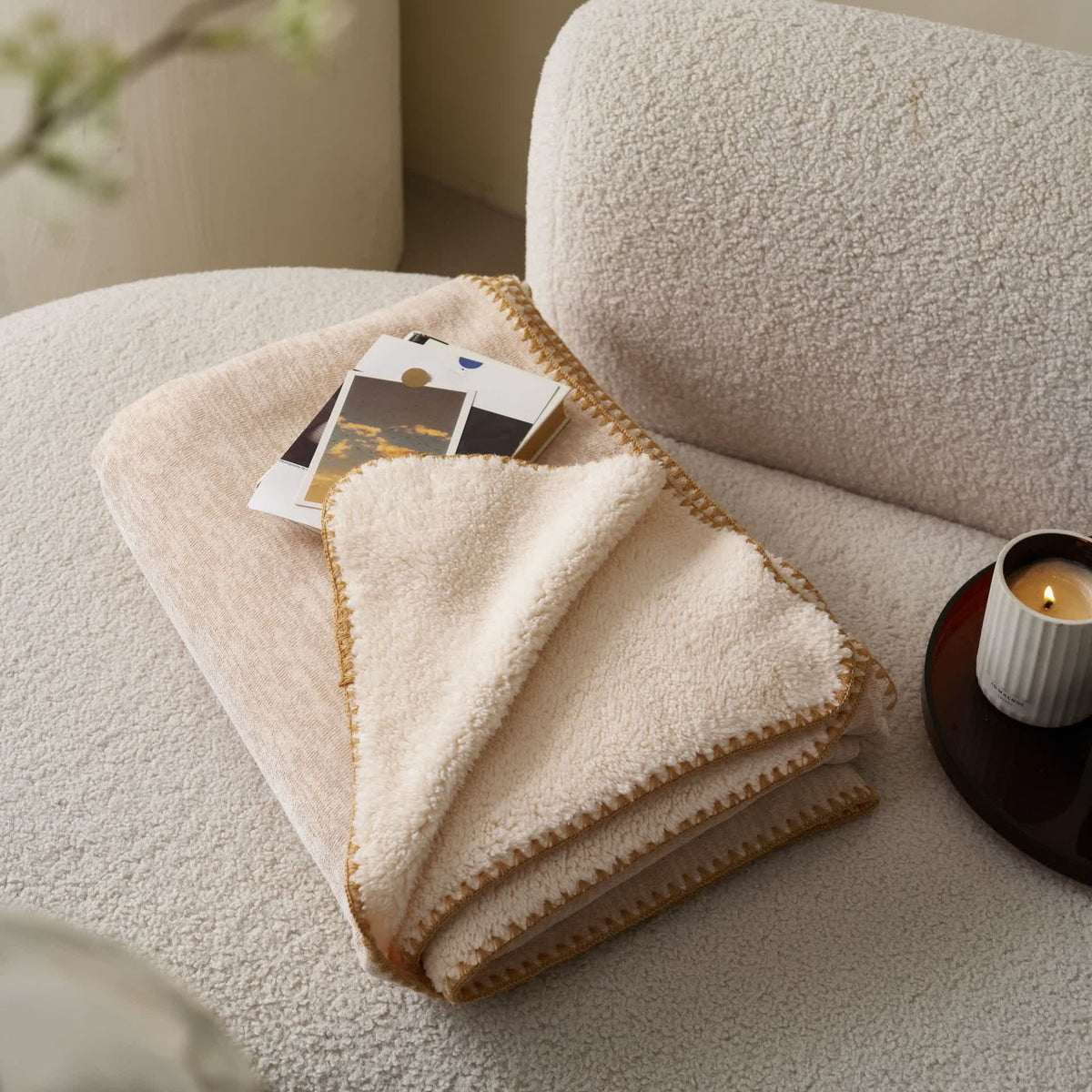 Ownkoti Minimalist Dual-Sided Sherpa Fleece Throw Blanket - image 13