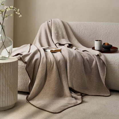Ownkoti Minimalist Dual-Sided Sherpa Fleece Throw Blanket - Gray Brown - 79"W x 90"L - image 8