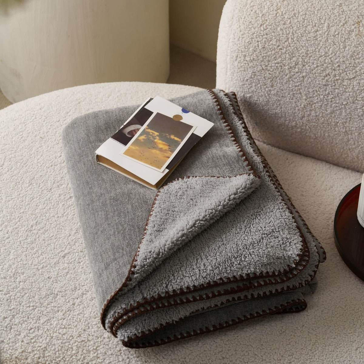 Ownkoti Minimalist Dual-Sided Sherpa Fleece Throw Blanket - image 7