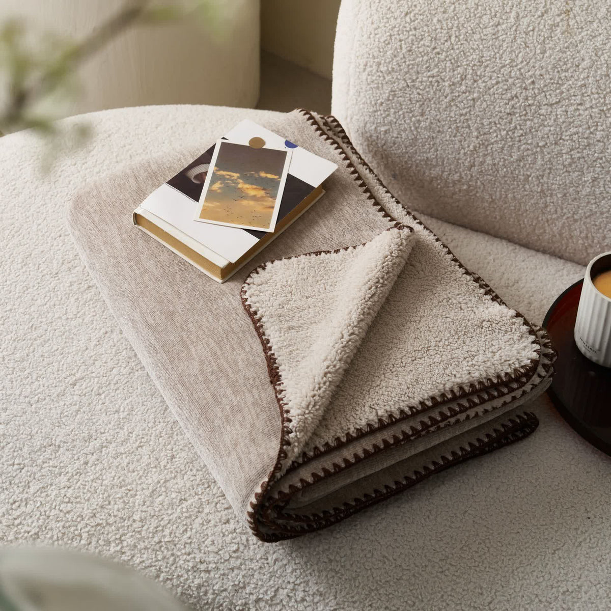 Ownkoti Minimalist Dual-Sided Sherpa Fleece Throw Blanket - image 10