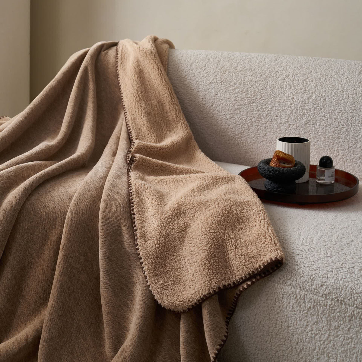 Ownkoti Minimalist Dual-Sided Sherpa Fleece Throw Blanket - image 2