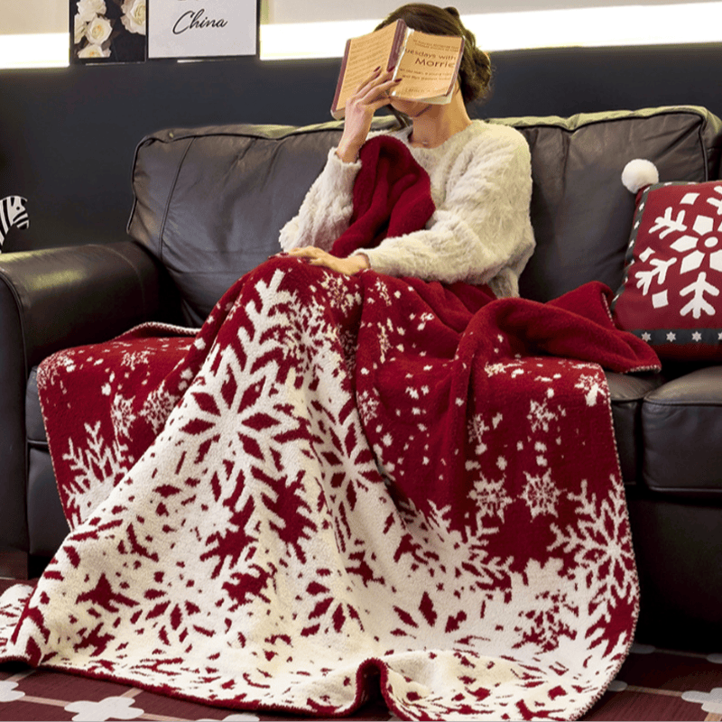 Ownkoti Christmas Red Snowflake Throw Blanket - image 2