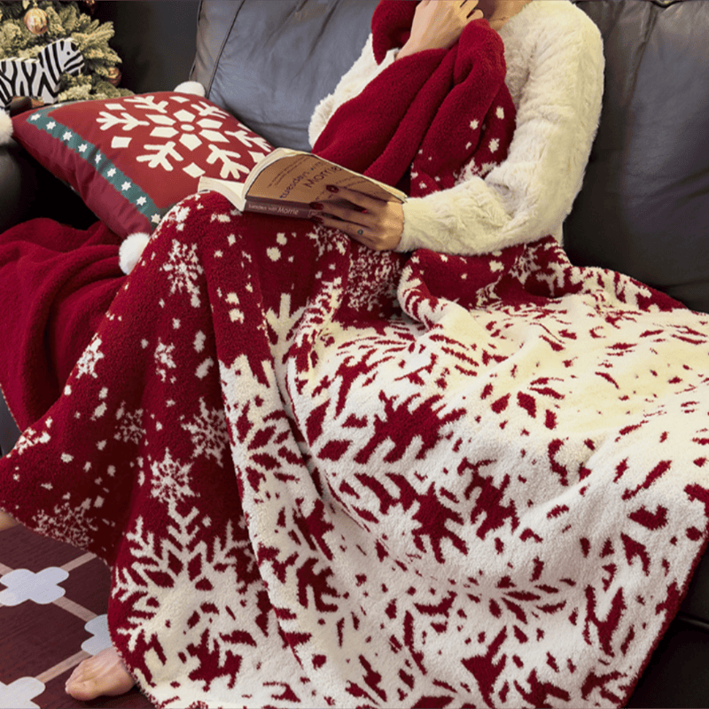 Ownkoti Christmas Red Snowflake Throw Blanket - image 3